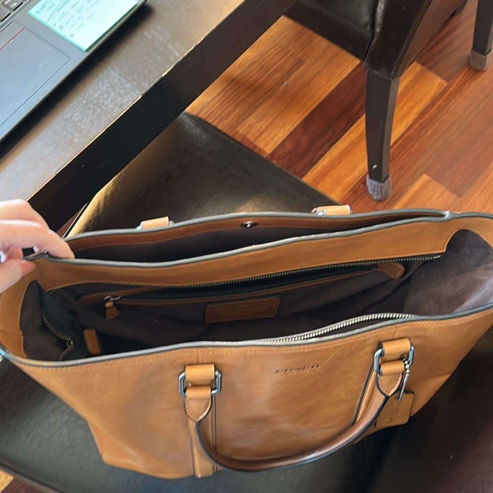 Coach Brown Leather Laptop Tote - Picture 8 of 9
